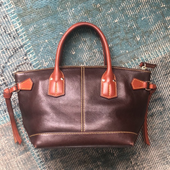 DOONEY & BOURKE rare tortoiseshell logo handbag brown leather - Picture 3 of 12